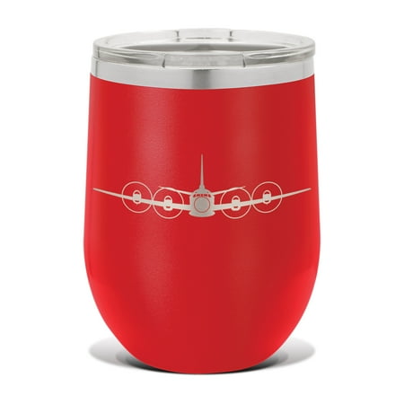 

EP-3E Aries II Wine Tumbler 12 oz - Laser Engraved - Stainless Steel - Vacuum Insulated - Double Walled - Wine Glass - Stemless - Drinkware Clear Lid - ep3 ep3e reconnaissance variant p-3 orion - Red