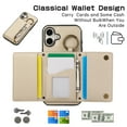 thumbnail image 3 of ELEHOLD Case for iPhone 16, Zipper Leather Wallet Crossbody Case with Detachable Ring Kickstand & Card Slots,Beige, 3 of 9
