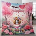 thumbnail image 4 of Hello Valentine’s Day Cavalier King Charles Spaniel Flower Crown Romantic Pink Floral Quilt Blanket Dog Lover Gifts Cozy Comforter Throw Blanket - 00031, 4 of 5
