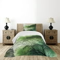 thumbnail image 4 of Ambesonne Dark Green Quilted Bedspread Set 2 Pcs, Delicate Forest Trees, Twin Size, Fern Green, 4 of 4