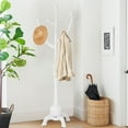 thumbnail image 2 of WOOW DEPOT Large Wood Coat Rack Heavy Duty Freestanding Clothes Hanger Stand w/ Stable Base & 8 Tree Branch Hooks for Entryway Hallway Bedroom, 2 of 10