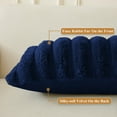 thumbnail image 4 of XeGe Set of 2 Fluffy Faux Rabbit Fur Pillowcases, Cozy Luxury Striped Plush Fuzzy Zippered Pillow Cases, Decorative Shaggy Furry Long Pillow Shams for Bedroom Living Room 20x36, King, Navy Blue, 4 of 7