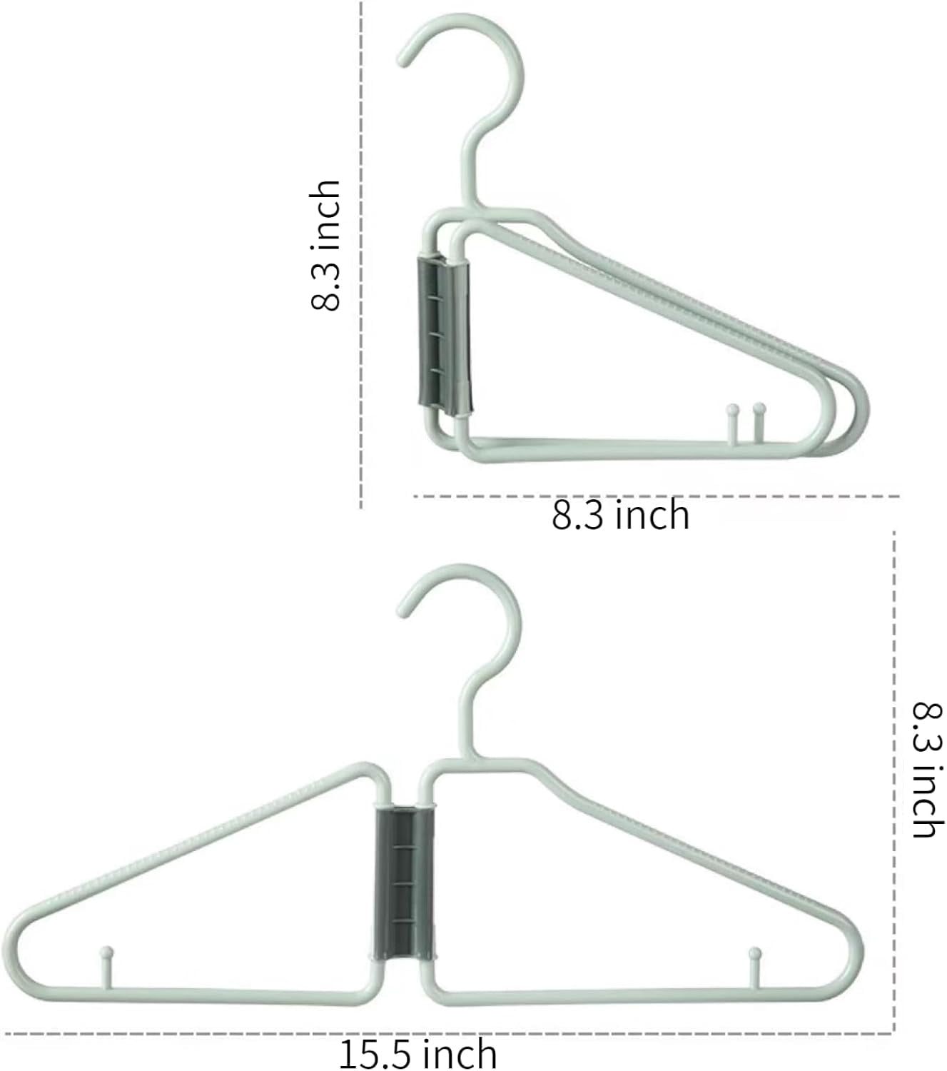 8 Pcs Foldable Hangers, Plastic Collapsible Hangers, Portable Folding Clothes Hanger, Foldable Travel Hangers, Foldable Hangers for Travel, Cruise, Home, Bedroom, Dorm (Green)