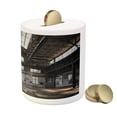 thumbnail image 3 of Industrial Piggy Bank, Inside a Hangar Old Architecture Construction Urban Life Timeworn Windows, Ceramic Coin Bank Money Box for Cash Saving, 3.6" X 3.2", Brown White Grey, by Ambesonne, 3 of 4