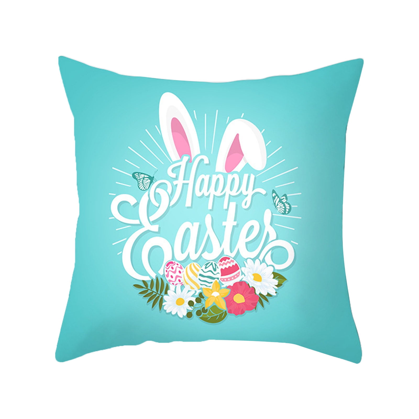 JeashCHAT Easter Pillow Covers 18x18 Easter Pillow Cases Rabbit Bunny Egg Hunt Patterns Decor