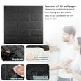 thumbnail image 4 of 20 PCS Black 3D Sound Proof Foam Panels for Walls, 29 sq.feet Coverage Printable Wallpaper Sticker with Self-Adhesive Waterproof Brick PE Foam Wall Paper Peel and Stick Modern for Interior Room Decor, 4 of 6