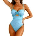 thumbnail image 4 of Sakmal One Piece Swimsuits for Women Tummy Control Bathing Suit Sweetheart Cute Blue Womens Swimwear XL, 4 of 7