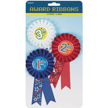 Amscan Award Ribbons, 6" 3/pkg,