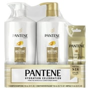 Pantene Daily Moisture Renewal Shampoo 25 fl oz, Daily Moisture Renewal Conditioner 23.7 fl oz, Rescue Shot Treatment 0.5 fl oz