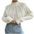 thumbnail image 2 of HongQid Women's Mock Neck Batwing Sleeve Sweaters Fall Winter Oversized Knit Cute Pullover Sweater Dolman Tops Trendy, 2 of 3