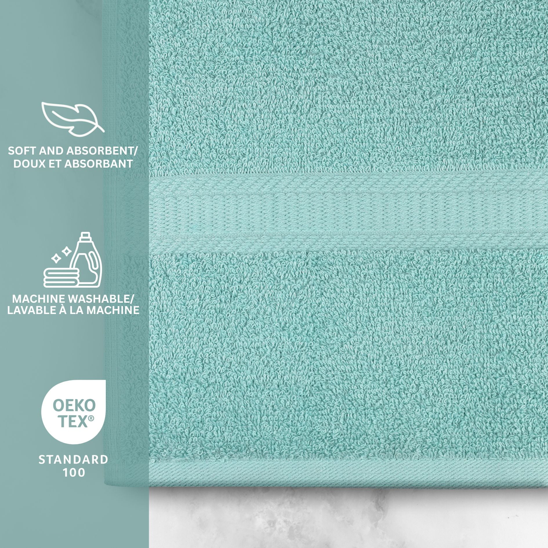 Drap de bain uni Mainstays Basics 100% coton 30x60