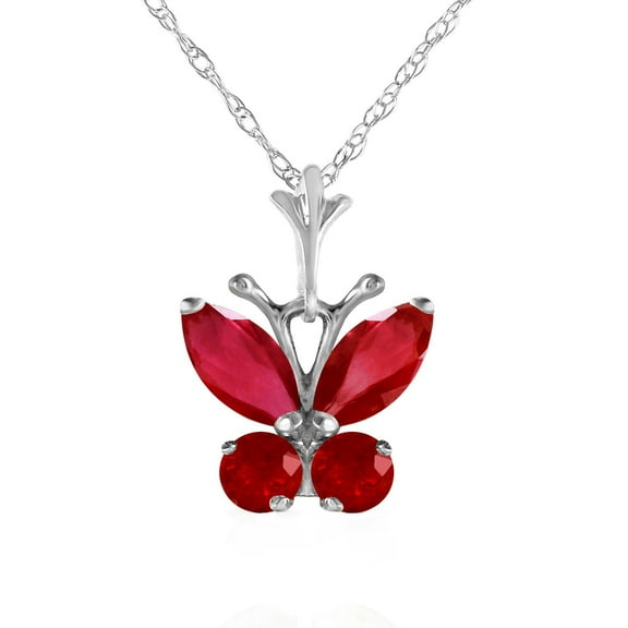 Galaxy Gold 14k 22" Solid White Gold Butterfly Necklace Ruby