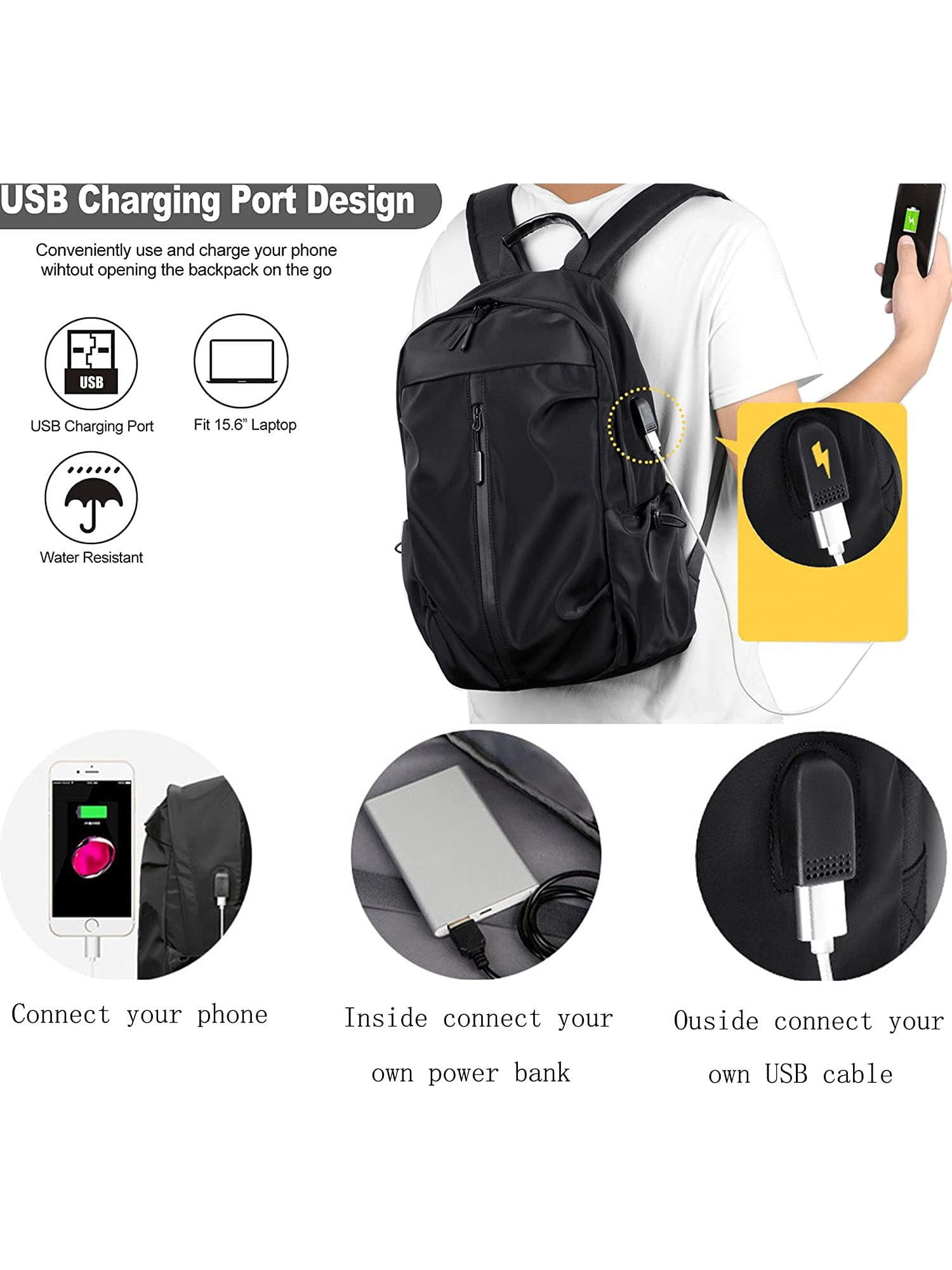 Deago Travel Laptop Backpack Business Anti-Theft Backpack with USB Port College Bag for Men Women 15.6 Inch Notebook-Blue
