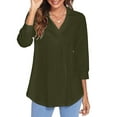 thumbnail image 6 of Idoravan Long Sleeve Shirts for Women Fashion Women V Neck Three Quarter 3/4 Sleeve T Shirt Autumn Solid Blouse Tops Sweatshirt, 6 of 9