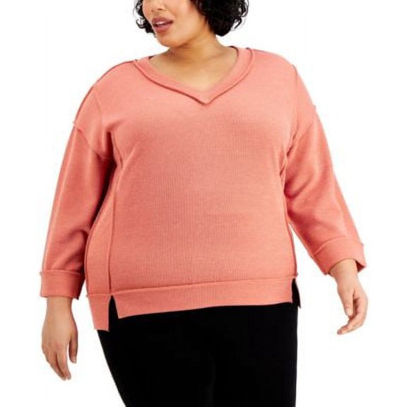 $39 Kiss & Tell Trendy Plus Size Exposed-Seam Top Pink Size 1X