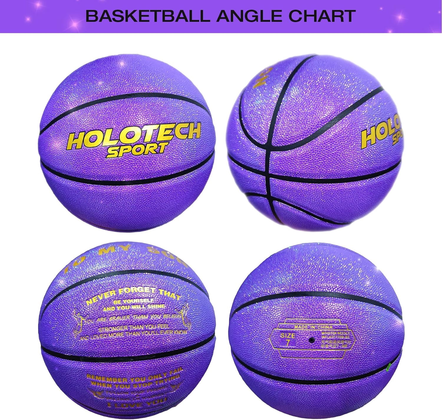 Personalized Basketball, Sparkle Glow to My Son / Daughter Basketball Gift, Cool Indoor Outdoor Glitter Shiny Leather Basketball Size 5/6/ 7 for Youth, Girls, Men, Women (with Pump)