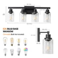 thumbnail image 2 of Jopath 24" Modern Black 4-Light Bathroom Vanity Light Fixture, Industrial Wall Sconce with Clear Glass Shades for Mirror, Bathroom, Bedroom, and Hallway (No Bulbs), 2 of 8