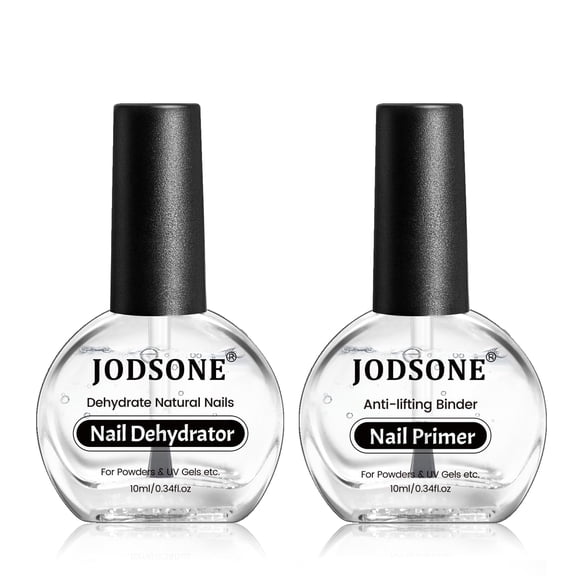 JODSONE 2Pcs Nail Dehydrator and Primer Set, 10ml Each, Strong Bond for U V Gel Polish, Long Lasting DIY Salon Manicure