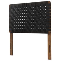 Headboard, Twin Size, Walnut Black, Vegan Leather, Bedroom, Modern Contemporary HB36750