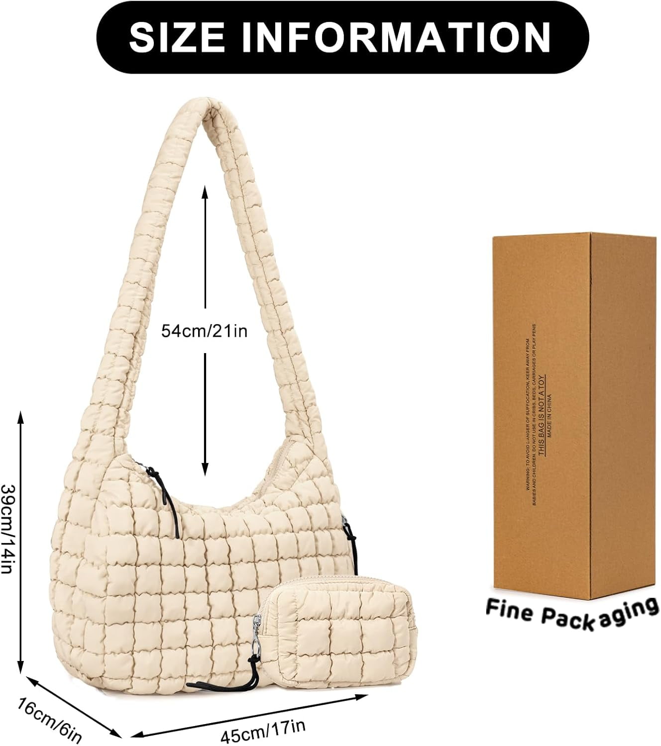 Kwuty Puffer Tote Bag for Women Large Quilted Puffy Lightweight Carryall Crossbody Tote Bag for Women