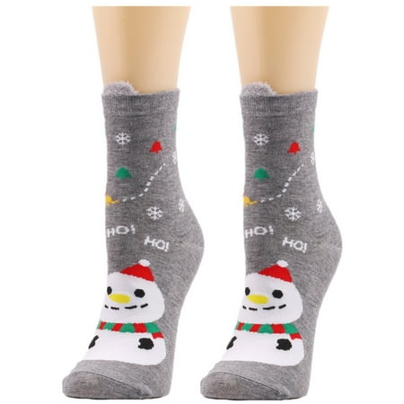 

Women s Winter Cute Plush Ear Christmas Print Socks Super Soft Warm Socks