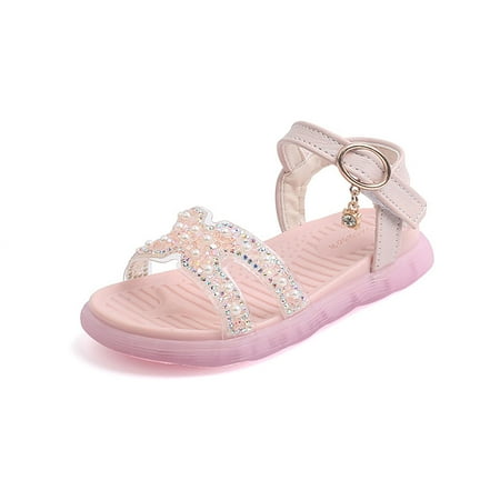 

Utoimkio Clearance Toddler Girls Sandals Size 9 Children Girls Sandals Princess Open-toed Soft Bottom British Style Roman Shoes