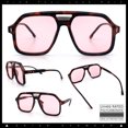 thumbnail image 2 of Mens Large Square Aviator Sunglasses Retro Navigator UV400 / Tortoise - Pink, 2 of 7