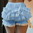 thumbnail image 4 of Women's Solid Tiered Layer Skirt Party Lace Trim Low Waist Loose Bow Front Mini Skirt Ultra Short Cake Skirt Summer Casual Dresses For Women 2024 Women Vintage Patchwork Dress, 4 of 4