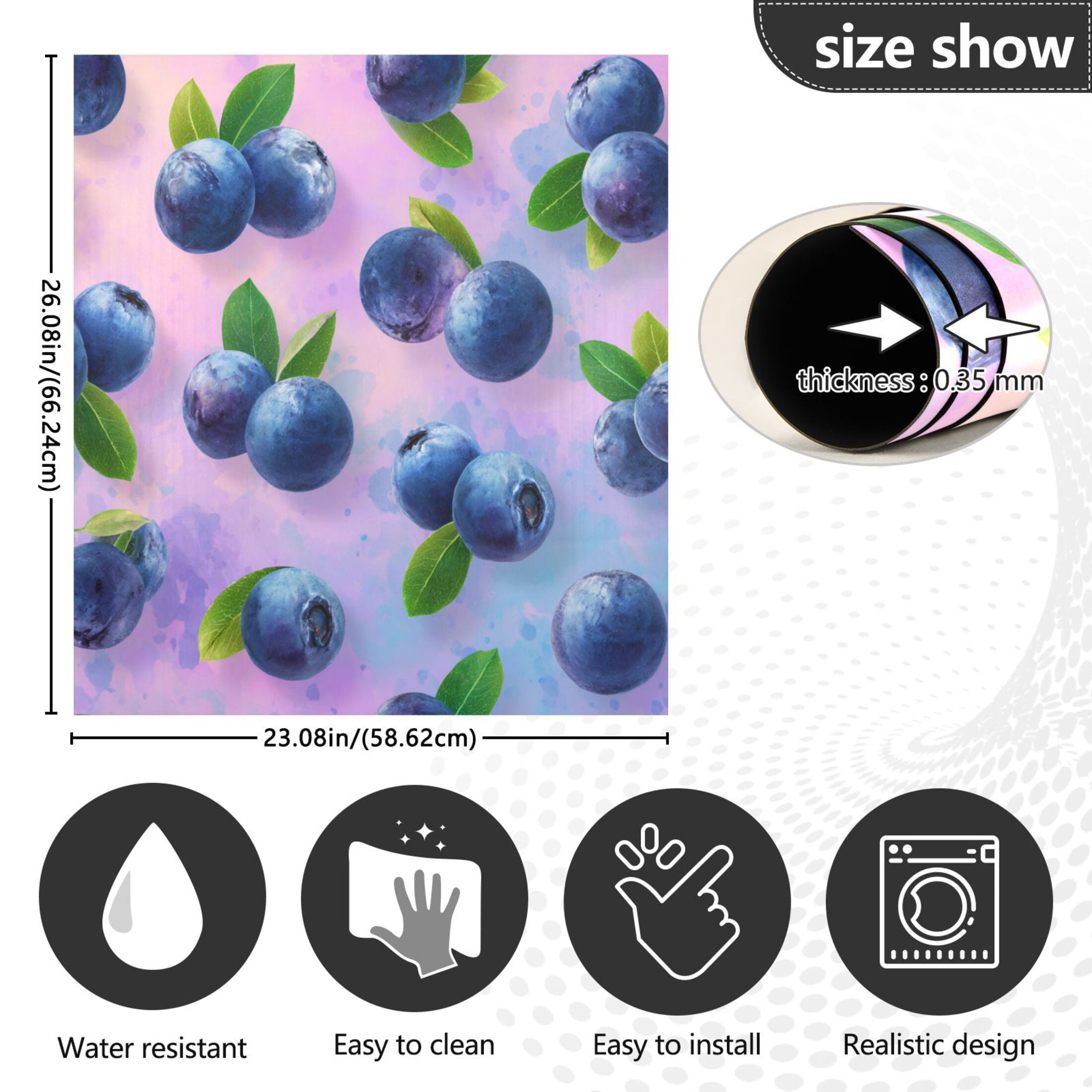 Dishwasher Magnetic Refrigerator Magnet Cover Sticker Home Decorative 23"x26" Blueberries Pattern