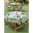 thumbnail image 4 of Outdoor Tablecloth with Umbrella Hole for Patio/Picnic/Party/Camping, Summer Botanical Waterproof Table Cloth Round Cover Washable, Green Tropical Palm Trees Wooden Grey (Dia 54"), 4 of 8