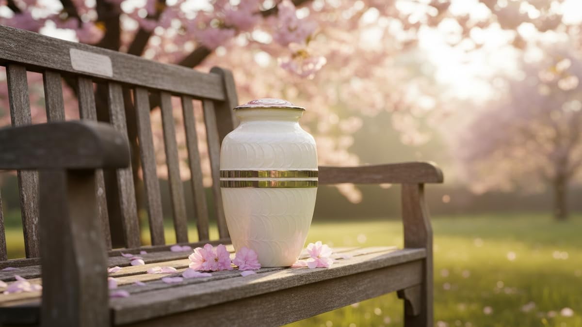 Cremation for Human Female for Funeral Burial & Home Urns for Ashes Adult Large Urns for Mom & Cremation Urns for Women for Ashes Decorative for Adult (White)