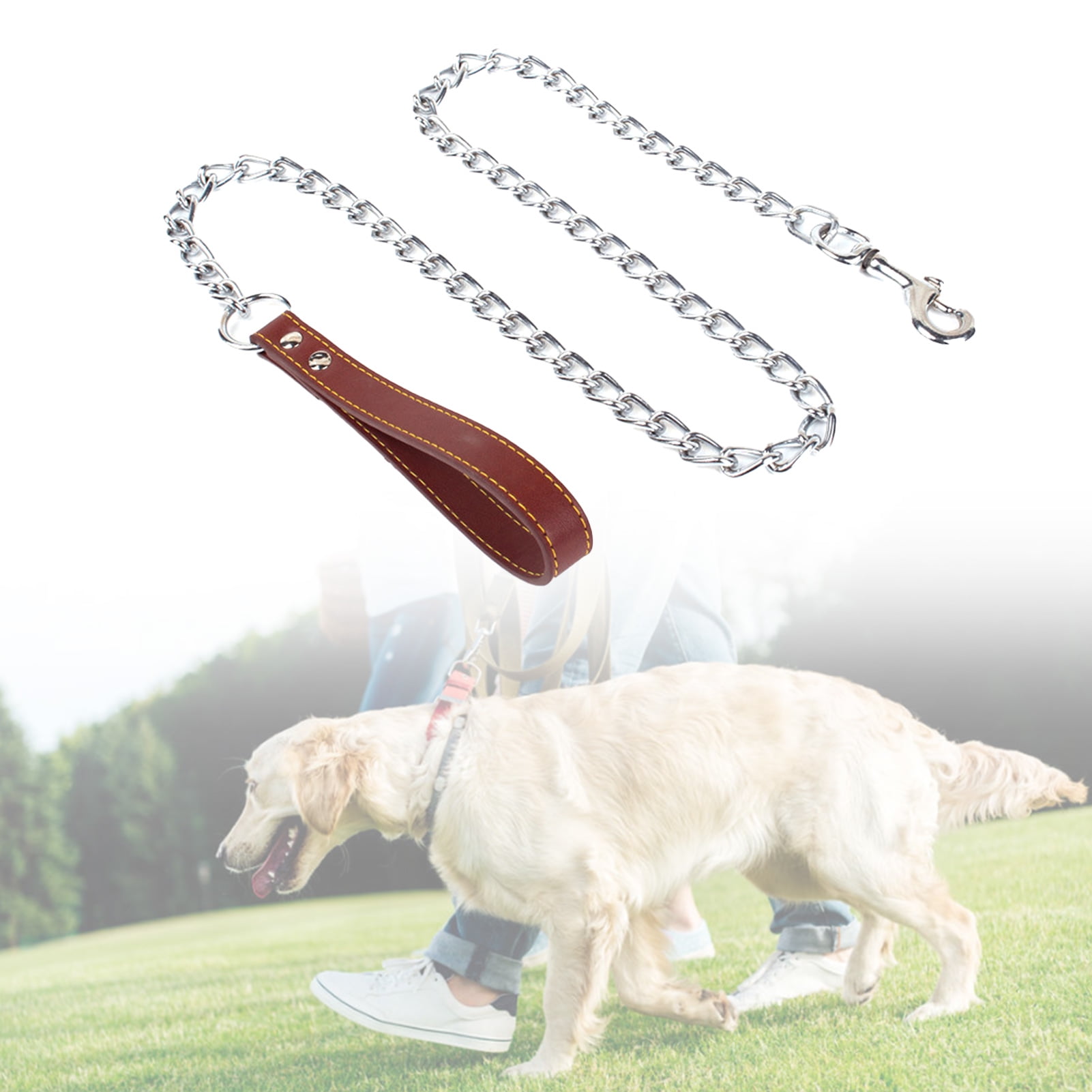 Flmtop Dog Leash Adjustable Anti bite Metal Pet Traction Rope for Outdoor Coffee