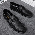 thumbnail image 3 of Mocasines de hombre Zapatos de vestir de moda Mocasines de cuero partido Zapatos formales de boda para hombre (26,5 cm), 3 of 4