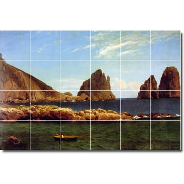 Ceramic Tile Mural-Albert Bierstadt Waterfront Painting 10. 25.5" w x 17" h using (24) 4.25 x 4.25 ceramic tiles