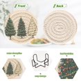 thumbnail image 4 of Yayeee 6 PCS Drink Coasters with Holder Set Woven Absorbent Round Tabletop Hot Pad, Hand Drawn Christmas, 4 of 7