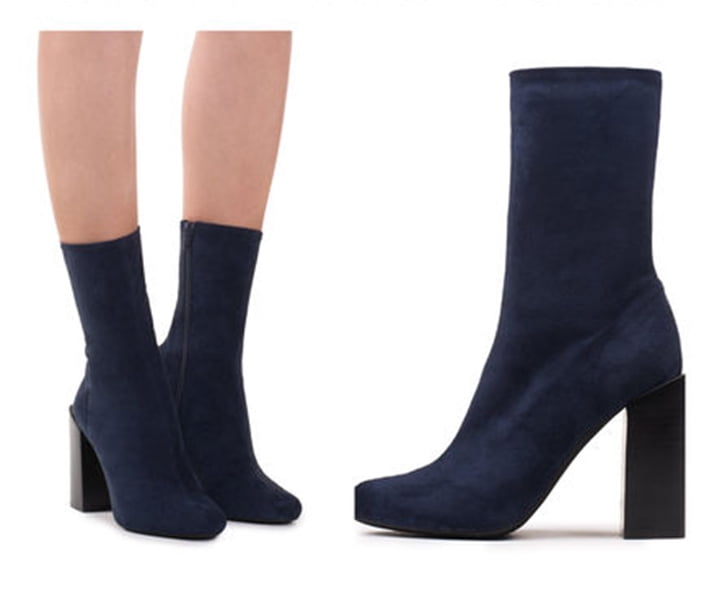 navy suede bootie