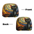 thumbnail image 3 of 2 PCS Car Headrest Cover, Black Cat Psychedelic Art Soft Car Seat Head Rest Cover Protector Interior Car Accessories Seat Covers for Cars Truck Auto Only Covers, 3 of 8