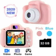 Upgrade Kids Selfie Camera, Best Birthday Gifts for Girls Age 3-9, HD Digital Video Cameras for Toddler, Portable Toy for 3 4 5 6 7 8 Year Old Girl with 32GB SD Card (Pink)
