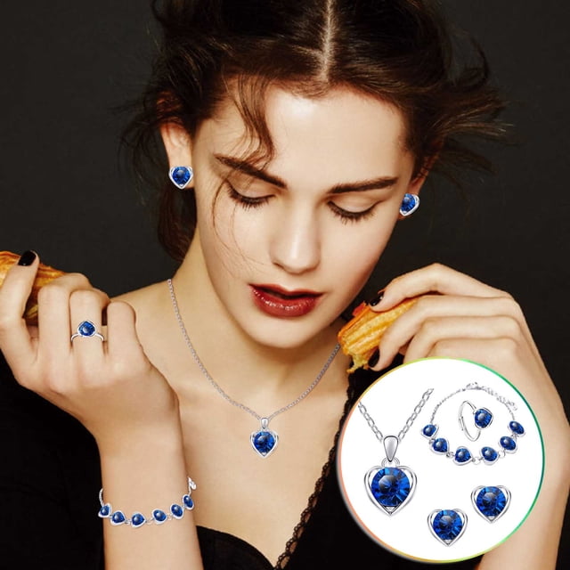 TIMIFIS Jewelry Set Ladies Earrings Bracelet Necklace Set Pendant Necklace Valentine'S Day Gift
