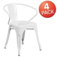 thumbnail image 2 of Flash Furniture Roy Commercial Grade 4 Pack White Metal Indoor-Outdoor Chair with Arms, 2 of 15
