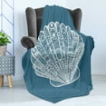 thumbnail image 4 of Scallop Soft Flannel Fleece Blanket, Zentangle Lace Look Flourishing Shell Graphic with Ornament Details Print, Cozy Plush for Indoor and Outdoor Use, 50" x 70", Slate Blue and White, by Ambesonne, 4 of 5