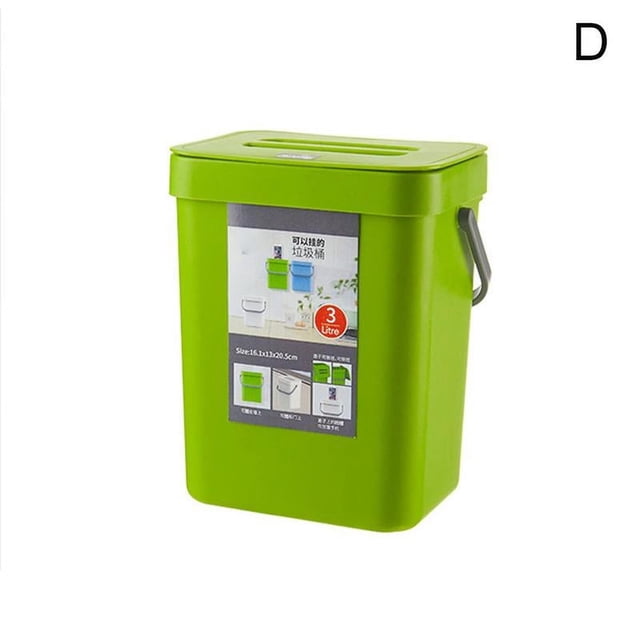 3/5L Punch-free Wall-mounted Trash With Lid Hanging Tube Bin Kitchen Garbage Can Tools Trash K8M3
