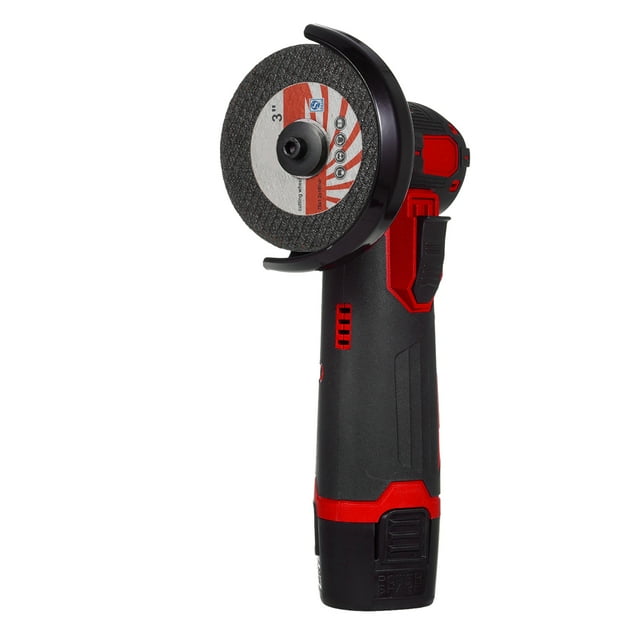 yeacher Kit de Meuleuse d'Angle Sans Fil Haute Performance avec Doubles Batteries, Rouge - Moteur Sans Balais 19500 Tr/min, Batterie Li-ion 12V 1300mAh, Inclut Disques de Coupe et de Meulage, Chargeur, Clé et Gants