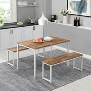 Euroco 3 - Piece Dining Set, Kitchen Table with 2 Benches