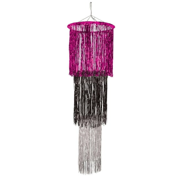 Beistle 3-Tier Shimmering Chandelier (Case of 6) cerise, black, silver (1-Ply)