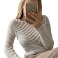 thumbnail image 2 of Blusa de punto delgada NikouMX de Manga larga hueca color puro S M L, 2 of 7