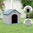 thumbnail image 4 of Bifanuo Durable Dog House for Small to Medium Dogs, PP Material Weatherproof Puppy Shelter with Elevated Floor & Air Vents, Easy Clean, Blue, 26.2"L x 24"W x 26"H, 4 of 8