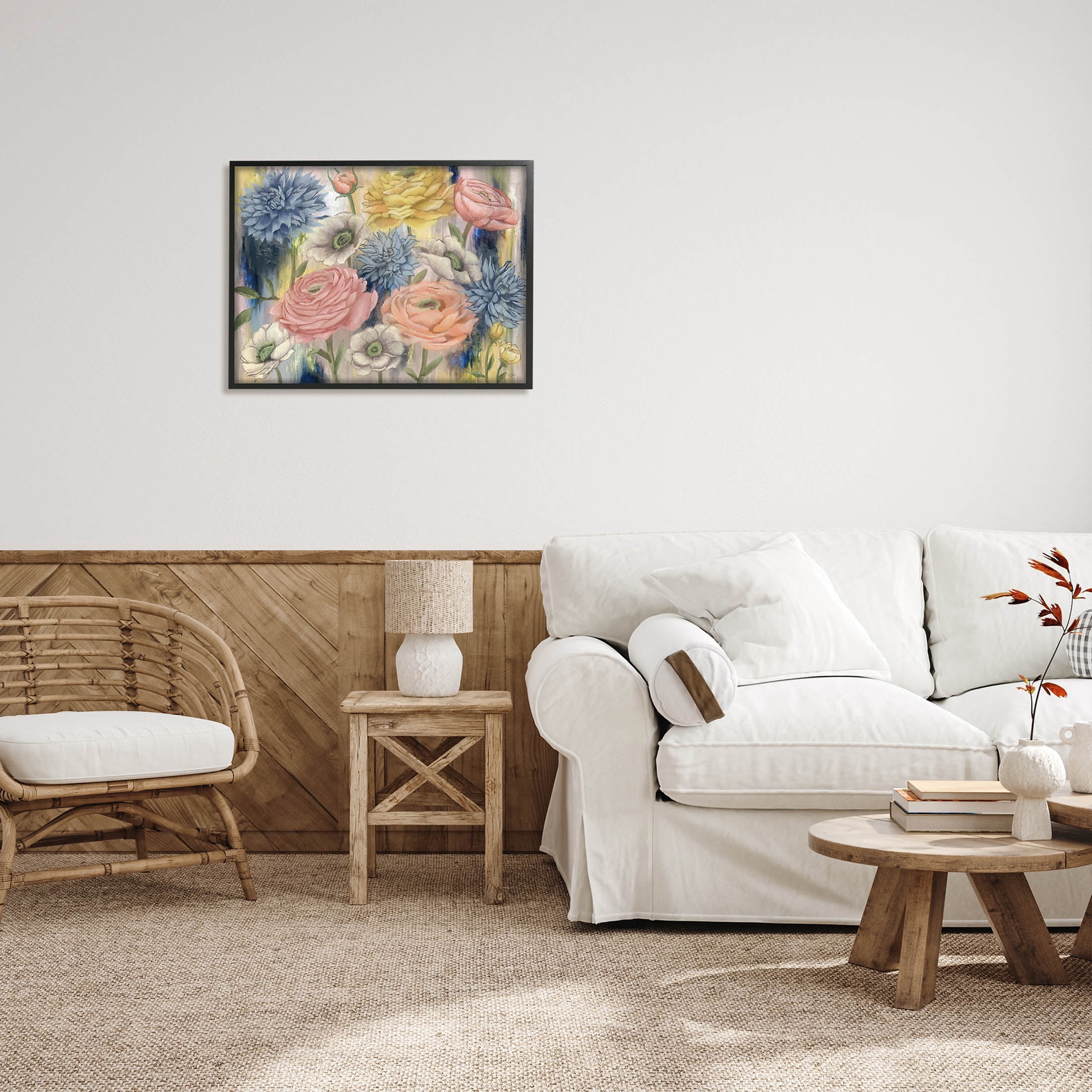 Stupell Industries Modern Mixed Flower Blooms Graphic Art Black Framed Art Print Wall Art, Design by Elizabeth Medley