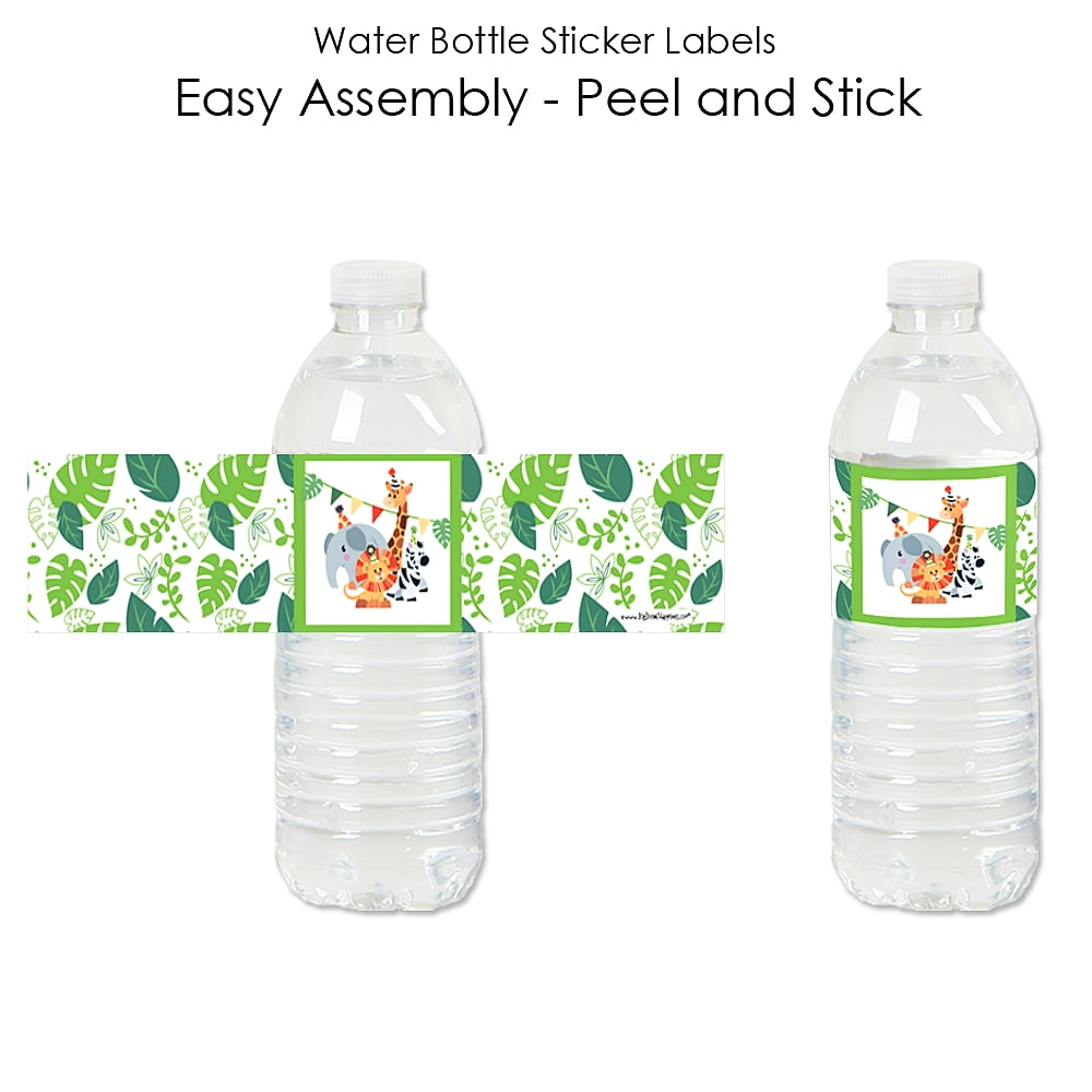 Jungle Party Animals - Safari Zoo Animal Birthday Party or Baby Shower Water Bottle Sticker Labels - Set of 20