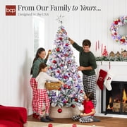 Best Choice Products 4.5ft Pre-Lit Christmas Pine Tree w/ Flocked Branches 200 Multicolored or Warm-White Light Modes